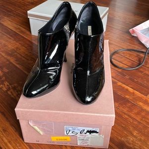 Miu Miu Vernice Pop Nero-Nero patent leather boot, sz 37.5